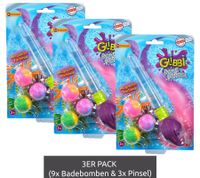 3er Pack GLIBBI Badepinsel Set magische Kinder Badebomben mit Glitzerpinsel im Set nachfüllbar 3x30gr Sparpack 105953570 Lila/Bunt