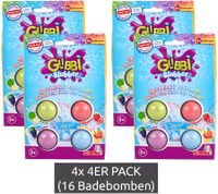 4er Pack GLIBBI Badekugeln Blubber Sprudelnder Badezusatz für Kinder ab 3 Jahren Sparpack 4 Badebomben (16 Stück) mit Farbe & Duft Bunt