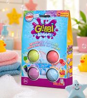 4er Pack GLIBBI Badekugeln Blubber Sprudelnder Badezusatz für Kinder ab 3 Jahren Sparpack 4 Badebomben (16 Stück) mit Farbe & Duft Bunt