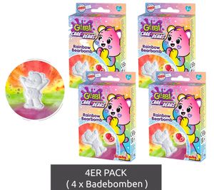 4er Pack GLIBBI Bears Rainbow Badebombe Magischer Badezusatz für Kinder ab 3 Jahren Sprudelnde Badekugel mit Regenbogen-Effekt & Erdbeer-Aroma Sparpack