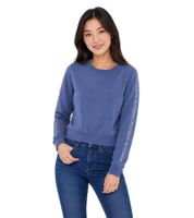 Jersey de cuello redondo para mujer Bruno Banani con logo en las mangas, de algodón, manga larga, azul