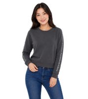 Jersey de cuello redondo para mujer Bruno Banani con logo en las mangas, de algodón, color antracita