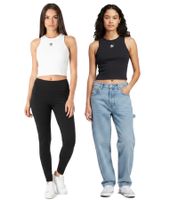 adidas Damen Tank-Top aus leichtem Rippstrick Crop-Top Baumwoll-Shirt Fitness-Shirt in Schwarz oder Weiß