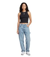 adidas Damen Tank-Top aus leichtem Rippstrick Crop-Top Baumwoll-Shirt Fitness-Shirt in Schwarz oder Weiß