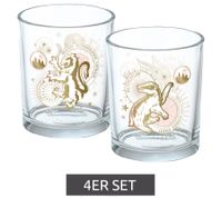 Harry Potter Drinking Glass Set (4-Piece) featuring Mystical House Mascots – Fan Merchandise, 400ml, White/Gold