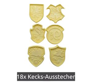 18x Harry Potter Kecks-Ausstecher mit 6 verschiedenen Motiven Fondant-Ausstechern Fan-Artikel Beige