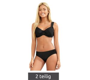 zeitloses Damen Bikini-Set zweiteiliger Minimizer Bademode D-Körbchen 960175 Schwarz
