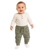 2er Pack Baby Jersey-Hose nachhaltige Jogginghosen mit Dino-Print Baumwoll-Hose 909283 Grau/Grün