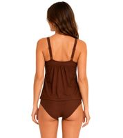 2-teiliges Damen Tankini-Set Badekleidung mit gefütterten Cups Tankini Top und Slip für Strand & Sommer 937653 Braun