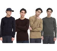 Classic CASUAL FRIDAY CFHeine Men's Chunky-Knit Sweater with Label Detail (Style 20505605) in Blue, Black, Beige, or Grey