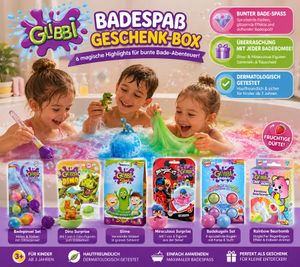 Glibbi Simba Kids' Bath Fun Gift Box with 11 Bath Bombs, Bath Brush & Surprise Figures – Colorful Gift Idea for Children Up to 7 Years Old!