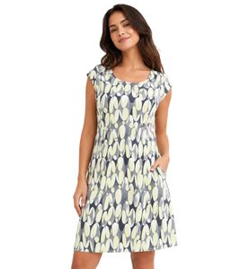 zeitloses Damen Etuikleid mit auffälligem Muster Baumwoll-Kleid ärmellos 914146 Grün/Schwarz
