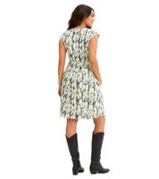 zeitloses Damen Etuikleid mit auffälligem Muster Baumwoll-Kleid ärmellos 914146 Grün/Schwarz
