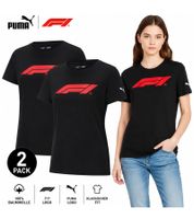 Pack de 2 camisetas deportivas PUMA x F1 Fórmula 1 Motorsport para mujer, de algodón, F1 Classic 701229125 001, color negro