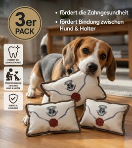 3er Pack Harry Potter Hundekauspielzeug Kauspielzeug Hundespielzeug im Notizbuch Brief-Motiv Beißspielzeug 15x5x20cm Weiß