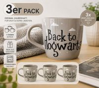 3er Pack Harry Potter Tasse „Hogwarts Express“ 300 ml Porzellan Becher Rosa mit Herzhenkel Grau