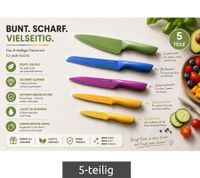 2-Pack 5-Piece Stainless Steel Knife Set with Blade Guards & Non-Stick Coating – Colorful (9857684)