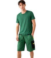 PUREWORK Men's Work Shorts – 2-Pack (6-Pocket Cargo Bermudas) – Sustainable Work & Gardening Shorts – Green/Black/Yellow