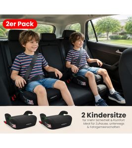 2-Pack Osann Boost Child Booster Seat – Certified Car Seat with Washable Cover (135–150 cm) – Black