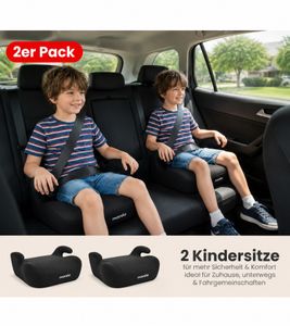 2-Pack Osann Boost Child Booster Seat – Certified Car Seat with Washable Cover (135–150 cm) – Black