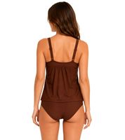 2-Piece Women's Tankini Set – Swimwear with Lined Cups (Tankini Top & Bottom) for Beach & Summer – Available in Blue or Brown