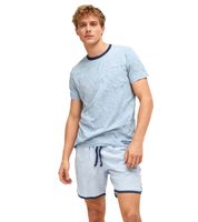 Lightweight SCOTCH & SODA Men's Pajamas – 2-Piece Shorty Set with Cotton (Short Pajamas) SSSP25M in Light Blue, Grey/Navy, and Grey/Blue