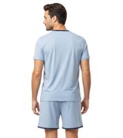 Lightweight SCOTCH & SODA Men's Pajamas – 2-Piece Shorty Set with Cotton (Short Pajamas) SSSP25M in Light Blue, Grey/Navy, and Grey/Blue