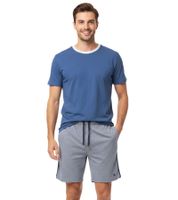 Lightweight SCOTCH & SODA Men's Pajamas – 2-Piece Shorty Set with Cotton (Short Pajamas) SSSP25M in Light Blue, Grey/Navy, and Grey/Blue