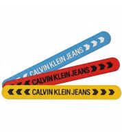 Pack de 6 pulseras unisex Calvin Klein con logo "CALVIN KLEIN JEANS", 20 cm, KJJLDB860100, Rojo/Amarillo/Azul