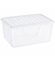 2er Set Tontarelli Aufbewahrungsbox je 16,7 Liter Fassungsvermögen Stapelbare Vorratsboxen mit Deckel 39,6 x 33 x 20,5 cm Transparent/Weiß
