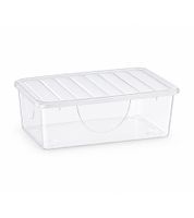 3er Set Tontarelli Aufbewahrungsbox je 9,6 Liter Fassungsvermögen Stapelbare Vorratsboxen mit Deckel 36 x 26,4 x 19,5 cm Transparent/Weiß
