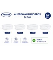 4er Set Tontarelli Aufbewahrungsbox je 4,7 Liter Fassungsvermögen Stapelbare Vorratsboxen mit Deckel 32,7 x 19 x 19 cm Transparent/Weiß