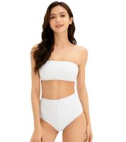 3-Pack (Sets of 2) Women's Organic Cotton Strapless Bandeau Bra (Non-Wired) – Blue/White