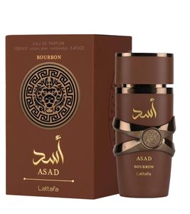 Lattafa Asad Bourbon Unisex Eau de Parfum süß-holziges Duft-Spray Parfüm 100ml Braun