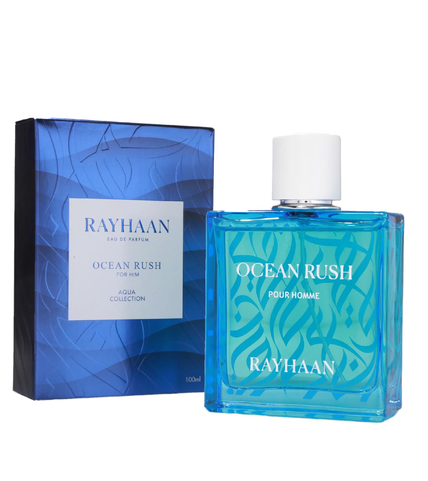 Rayhaan Ocean Rush Eau de Parfum Uomo, Fragranza Acquatica Fresca per il Corpo 100ml Blu