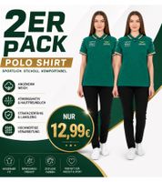 2er Pack Aston Martin Formula 1 Damen Polo-Shirt mit Team-Logo auf der Brust und Sponsorenlogos auf den Ärmeln Baumwoll-Shirt 701229256 001 Grün