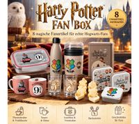 Harry Potter Geschenkbox mit 8 Fanartikeln – Brotdose, Isolierflasche, Tasse, Gläser, Lunchbox & Zubehör