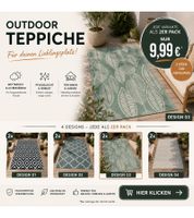2er Pack Moderner Outdoor-Teppich in verschiedenen Designs Garten-Teppich Dekoteppich ca.90 x 150cm in Weiß/Schwarz, Blau/Weiß, Grün/Weiß, Weiß/Grau oder Grau/Weiß