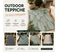 2er Pack Moderner Outdoor-Teppich in verschiedenen Designs Garten-Teppich Dekoteppich ca.90 x 150cm in Weiß/Schwarz, Blau/Weiß, Grün/Weiß, Weiß/Grau oder Grau/Weiß
