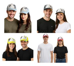 WORLDCUP LEGENDS Unisex Baseball-Cap im Nationalmannschafts-Design Baumwoll-Cap Curved-Brim-Cap Damaged-Look in Blau/Weiß, Schwarz/Weiß, Gelb/Bunt und Rot/Bunt