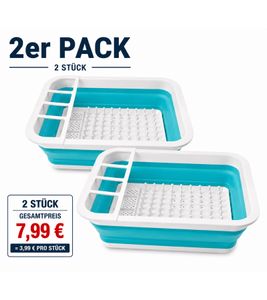 Confezione da 2 scolapiatti pieghevoli DR Home Division da 13 litri, salvaspazio, per lavello 9943482, blu/bianco