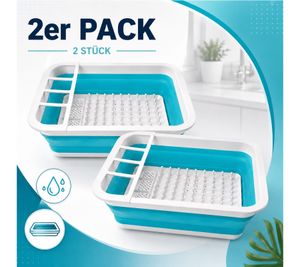 2er Sparpack faltbare Abtropfgitter & Spülbecken 13,4 Liter Ideal für Camping, Garten & Haushalt 9943482 Blau/Weiß