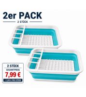 Escurridor de platos plegable DR Home Division (paquete de 2), 13 litros, ahorra espacio, 9943482, azul/blanco