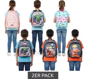 Pack de 2 mochilas VADOBAG para niños y niñas con estampados de Hello Kitty, Marie, Vengadores, Naruto o Capitán América - Mochila para preescolar de 5-8 L - Rosa, Azul, Gris o Negro