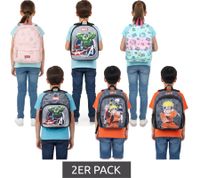 Pack de 2 mochilas VADOBAG para niños y niñas con estampados de Hello Kitty, Marie, Vengadores, Naruto o Capitán América - Mochila para preescolar de 5-8 L - Rosa, Azul, Gris o Negro