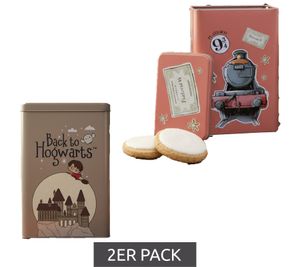 Pack de 2 recipientes de almacenamiento de Harry Potter "Expreso de Hogwarts" o "Regreso a Hogwarts" de metal de 1500 ml con tapa, rosa o gris
