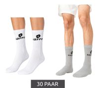 30 paires de chaussettes de sport LOTTO pour homme et femme, chaussettes d'entraînement, chaussettes de tennis, chaussettes en coton, blanches ou noires