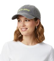 Eye-catching ZWILLINGSHERZ Classic baseball cap featuring "OUT OF OFFICE" lettering; adjustable cotton cap (model 4603M K5404) in grey or dark blue