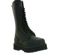 Bottes unisexes intemporelles Brandit Phantom en cuir véritable avec semelle plateforme audacieuse - Bottes de style ranger - Bottes à lacets - Deuxième choix - Légers défauts esthétiques - 9074-2 Noir