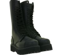 Bottes unisexes intemporelles Brandit Phantom en cuir véritable avec semelle plateforme audacieuse - Bottes de style ranger - Bottes à lacets - Deuxième choix - Légers défauts esthétiques - 9074-2 Noir